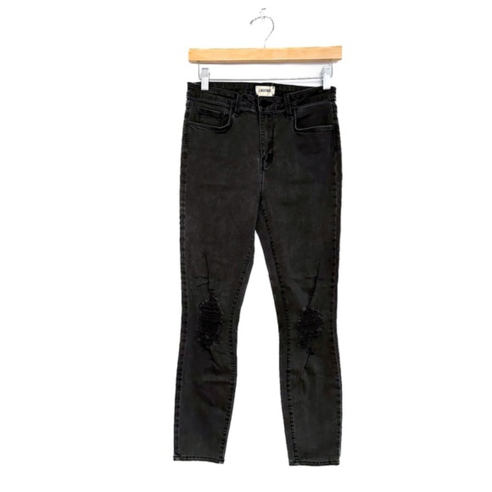 L'AGENCE Margot Skinny Dark "Black" Jean Ripped Style (Size 27) Distressed Chic